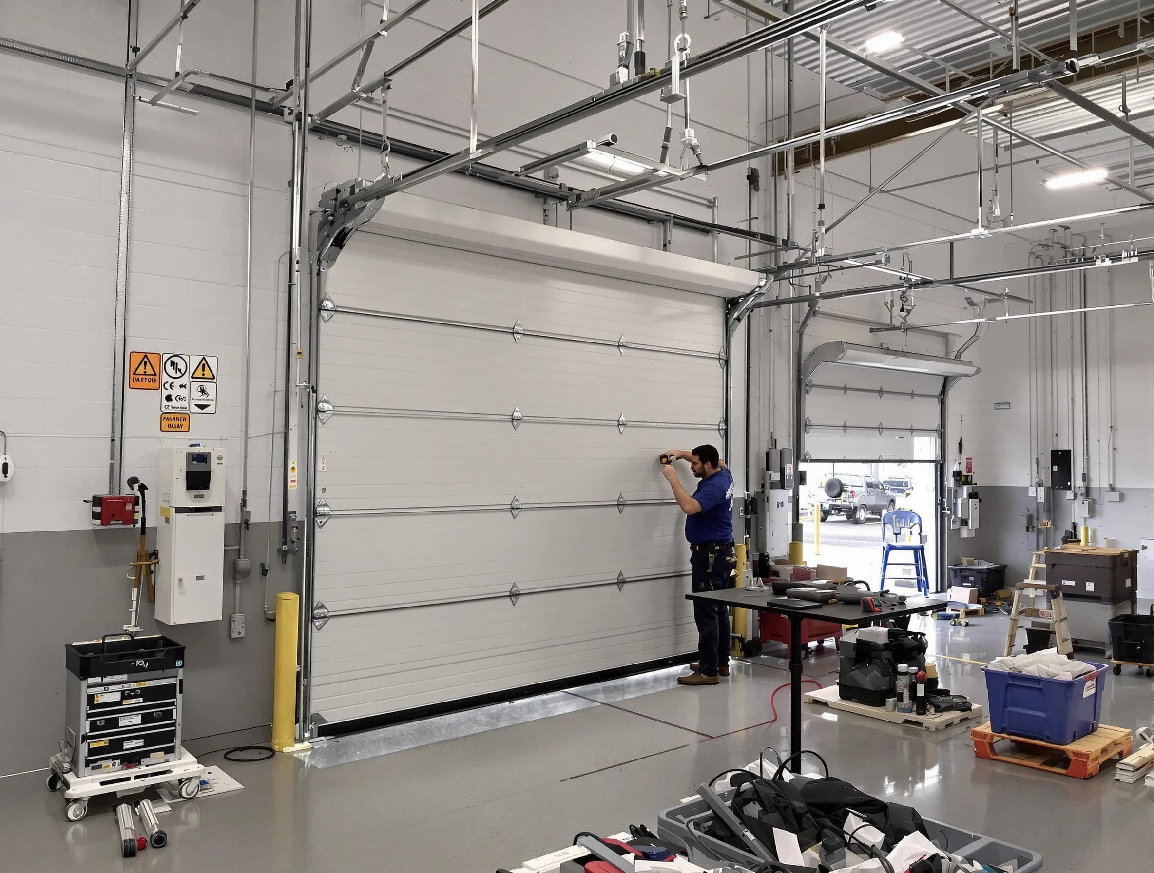 Commercial garage door repair being performed by Boulder Garage Door Repair expert in Boulder