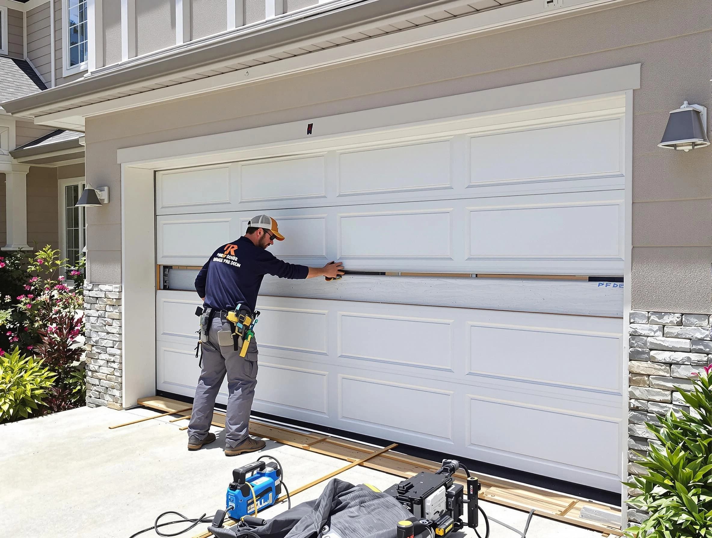 Boulder Garage Door Repair team performing complete garage door replacement at Boulder residence