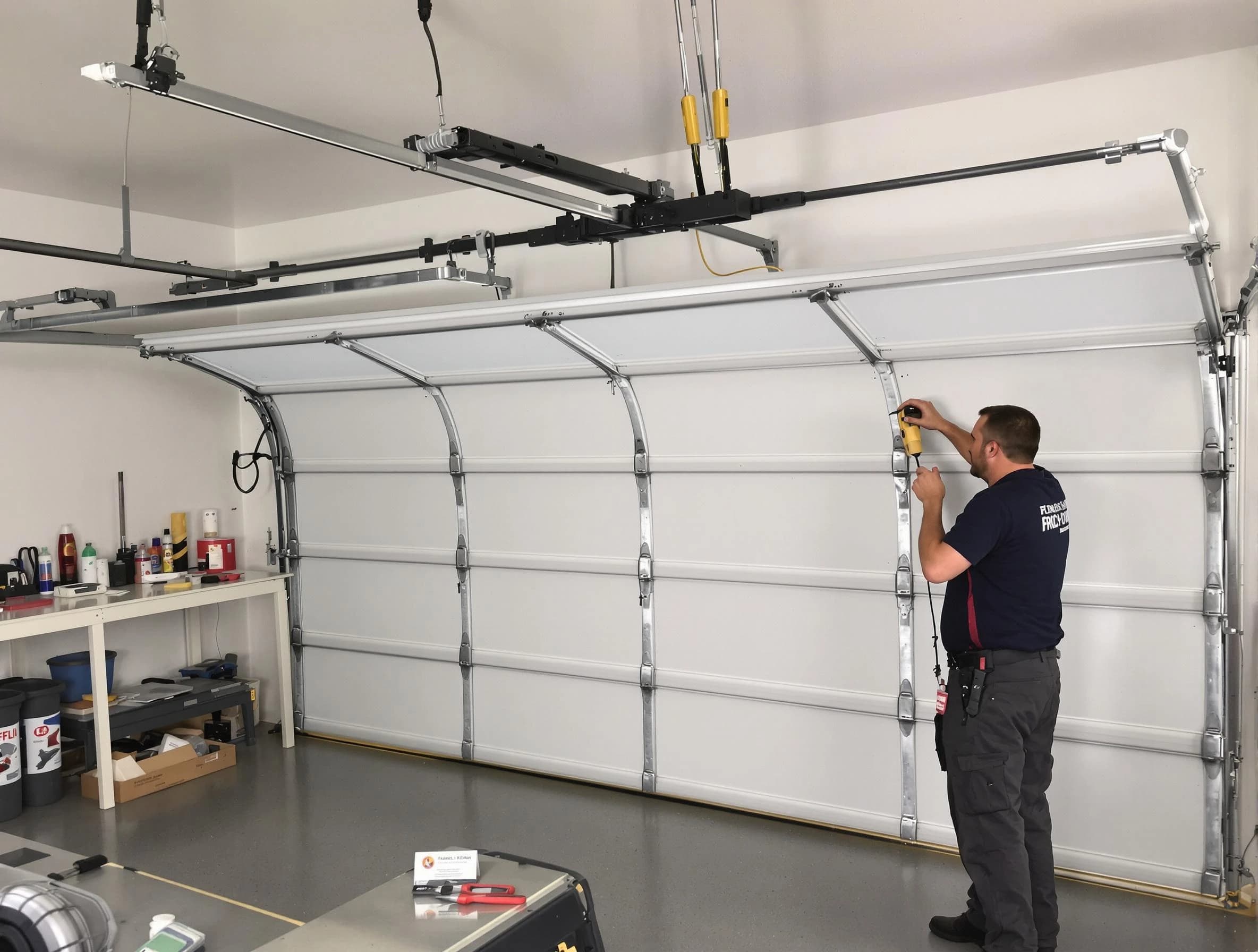 Boulder Garage Door Repair certified technician performing overhead door system repair in Boulder