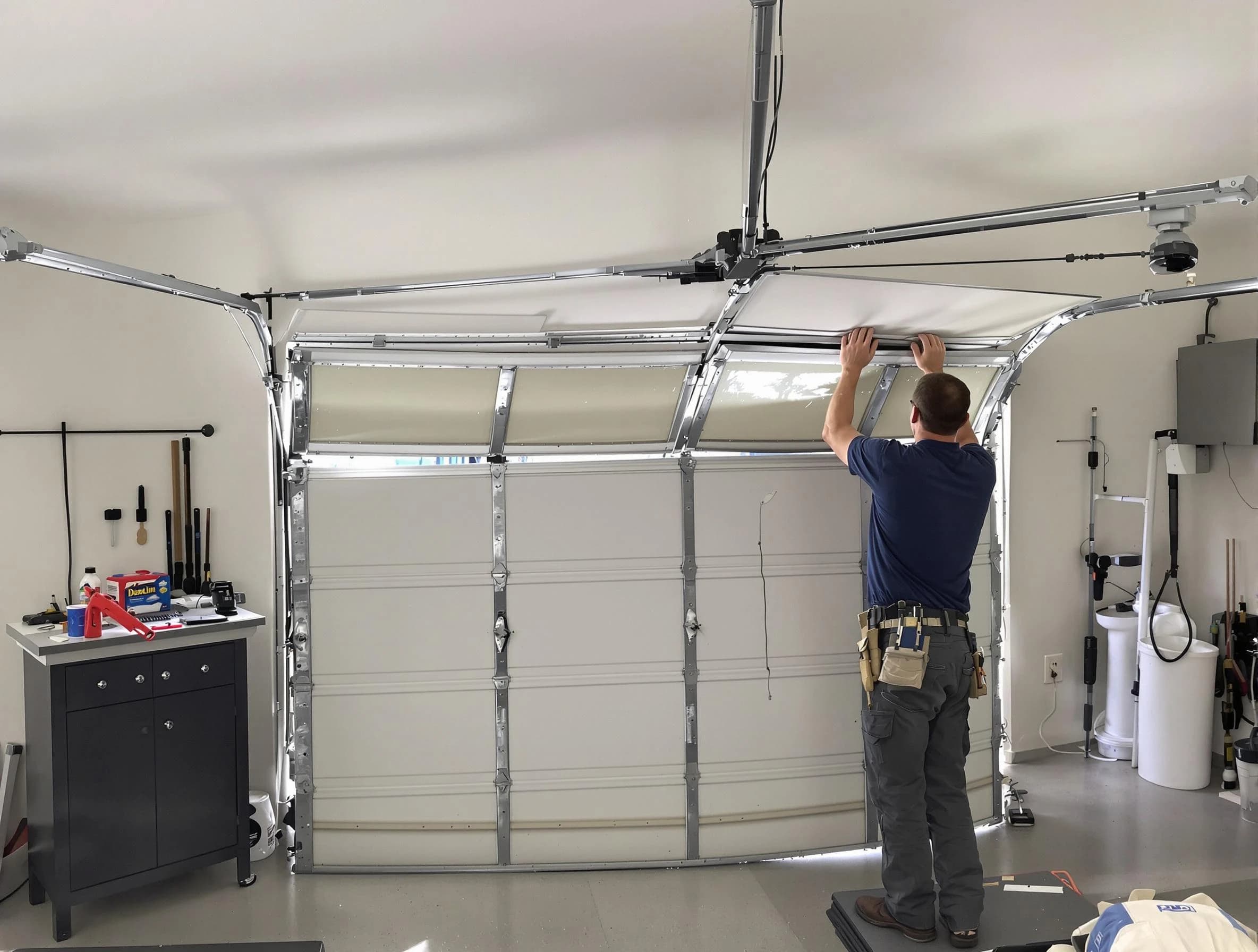 Boulder Garage Door Repair specialist performing precise section replacement on Boulder garage door