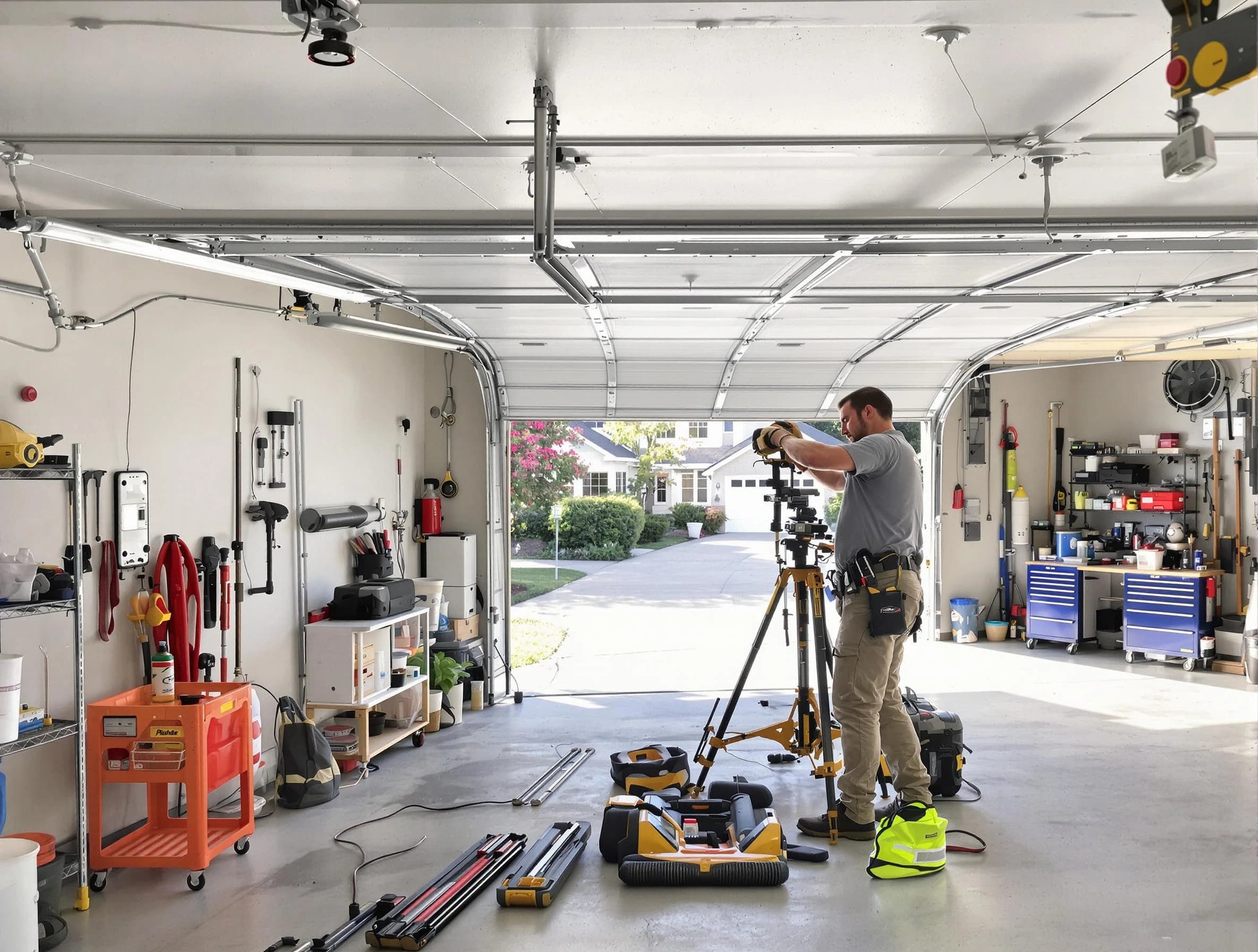Boulder Garage Door Repair specialist performing laser-guided track alignment in Boulder