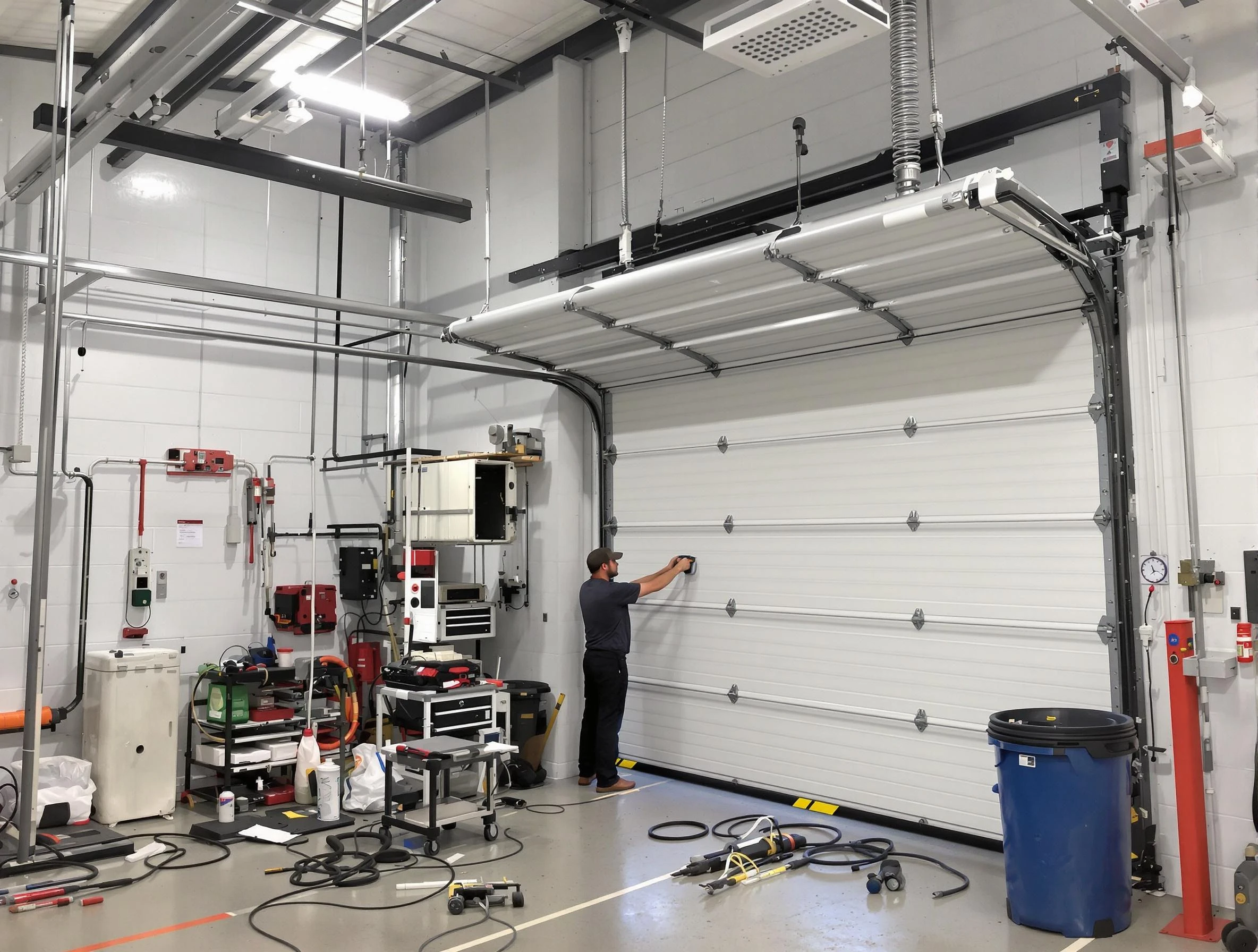 Boulder Garage Door Repair certified technician performing commercial door repair at a Boulder business facility
