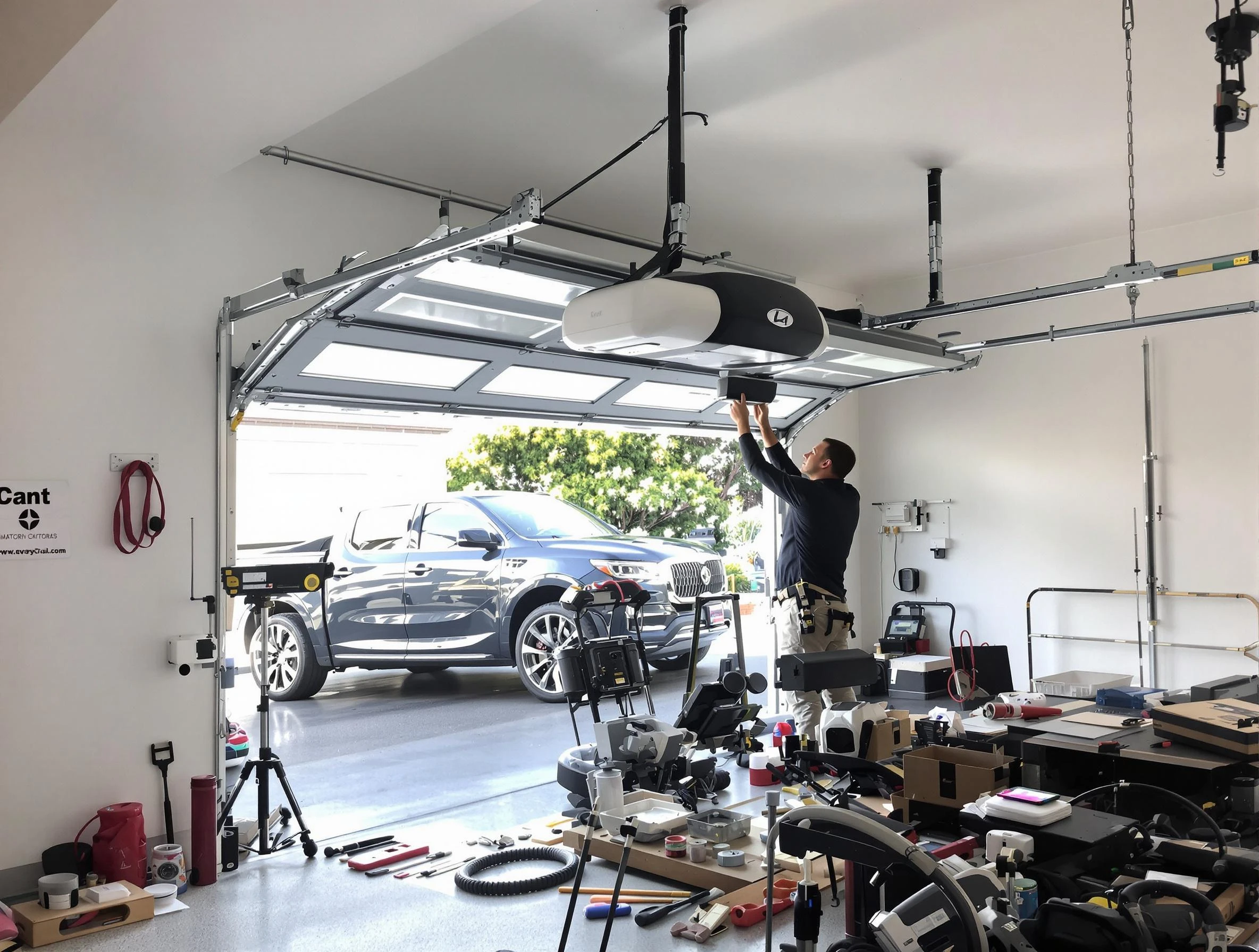 Boulder Garage Door Repair specialist installing smart garage door opener system in Boulder home