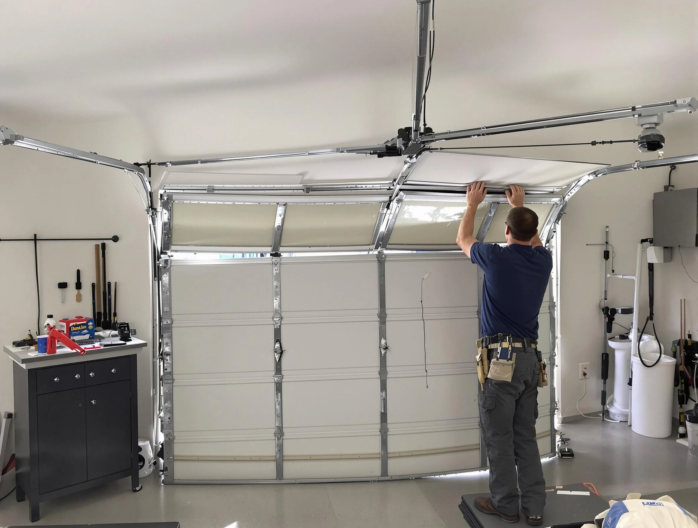 Boulder Garage Door Repair specialist performing precise section replacement on Boulder garage door